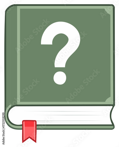 Illustration of a book with a question mark asking about knowledge or an information resource