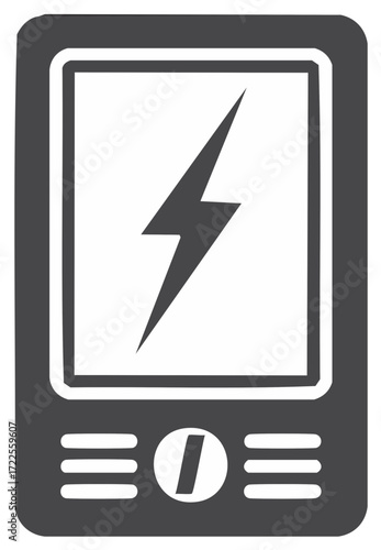 Hand Drawn Electricity Meter Icon with Lightning Bolt for Energy Monitoring
