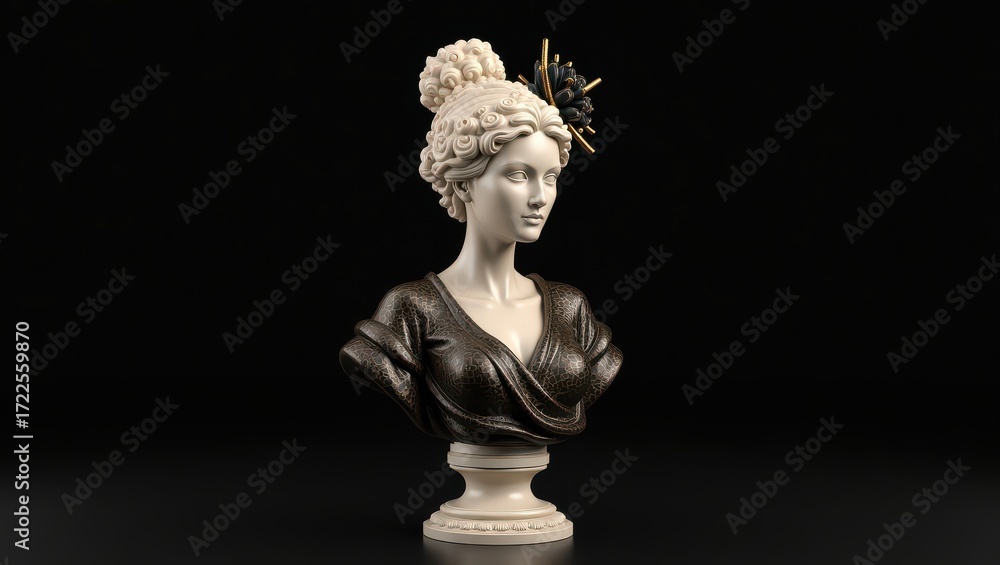 Fototapeta premium Celestial Grace: A Goddess Crowned with Rings and Stars
