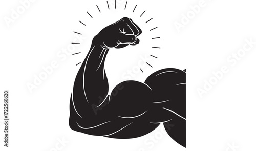 Vector art of silhouette of a muscular arm flexing bicep