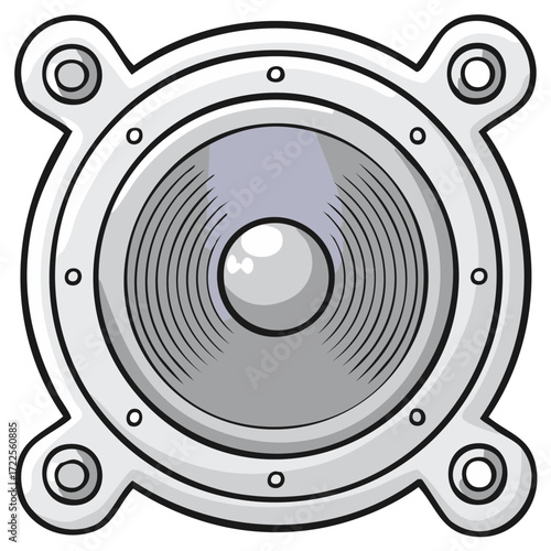 Cartoon Speaker Woofer With Four Mounting Holes and Tone Detail