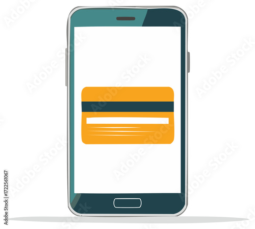 Digital Payment Concept with Credit Card Displayed on Mobile Phone Screen