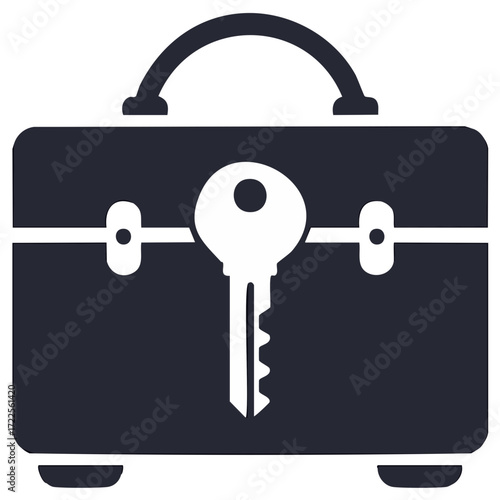 Business Briefcase with Key Icon Symbolizing Security Access or Important Solution