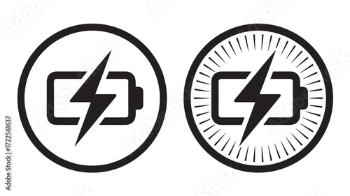 Vector art of two battery icons with lightning bolt symbol