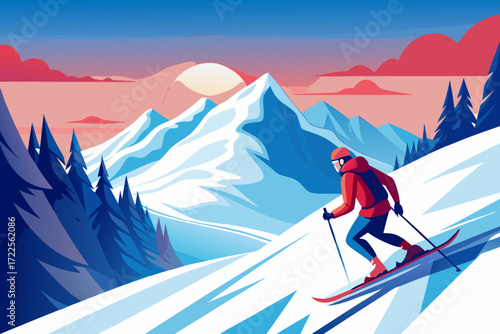 skiing in the alps