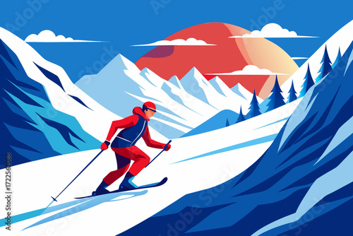 skiing in the alps