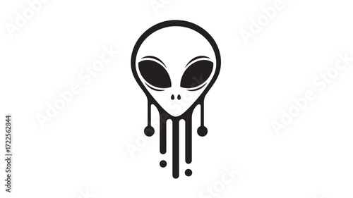 Vector art of stylized alien head with dripping effect