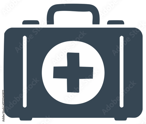 Stylized Illustration of a First Aid Kit with Medical Cross for Health