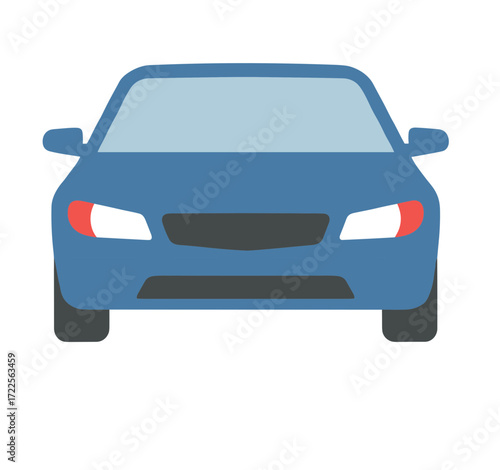 Flat Style Front View Car Automobile Vehicle Transportation Illustration