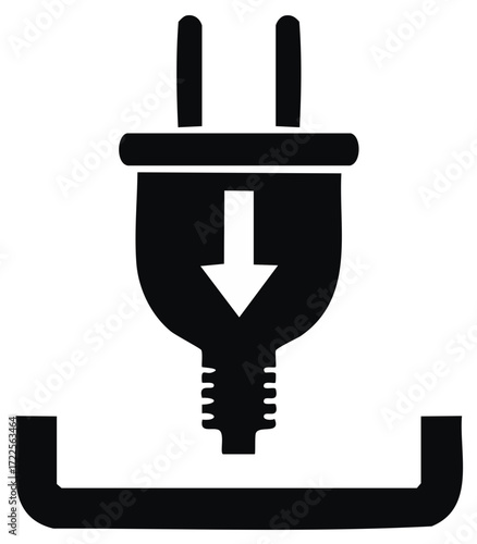 Electric plug and socket connection icon, charging power symbol