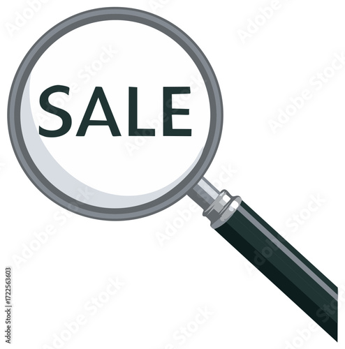 Sale Event Seen Through Magnifying Glass Deals and Discounts Promotion