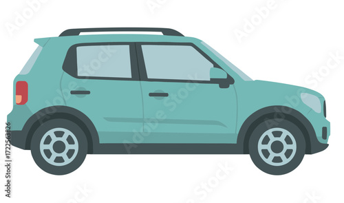 Flat Illustration SUV Side View Automobile Modern Transportation Vehicle