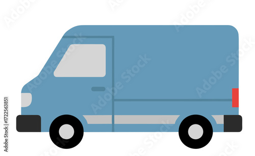 Simple Flat Style Isolated Delivery Van Transportation Illustration