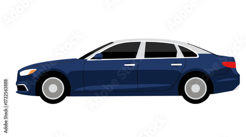 Flat Style Sleek Blue Sedan Vehicle Illustration Transportation Element