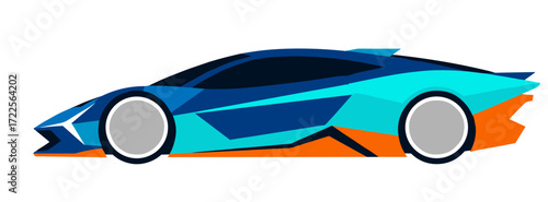 Modern Geometric Fast Car Side View Transportation Design Illustration