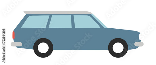 Flat Style Classic Station Wagon Vehicle Illustration for Transportation