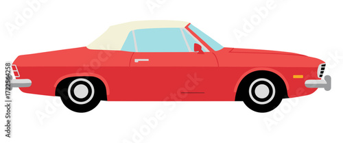 Flat Illustration Red Convertible Car Automotive Transportation Icon