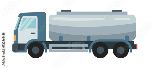 Minimalist Flat Style Chemical Truck Tanker Vehicle Transportation Illustration