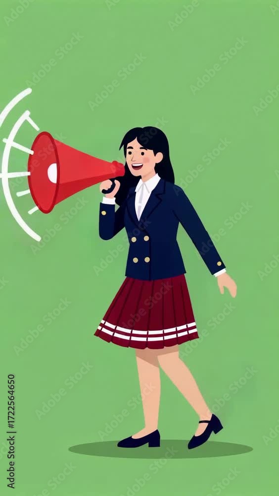 Young Woman with Megaphone – Announcement and Campaign Concept
