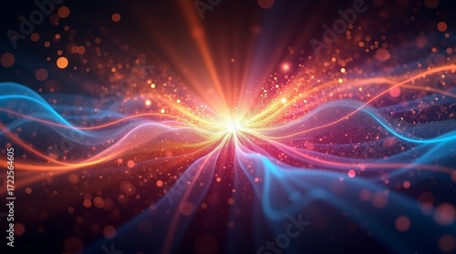 Bright Light Burst With Flowing Energy Waves abstract