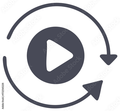 Playback Loop Arrow Icon: Video Streaming, Infinite Repeat Functionality