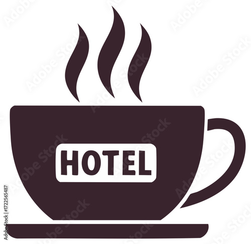 Hotel Coffee Cup Logo with Steam Illustration