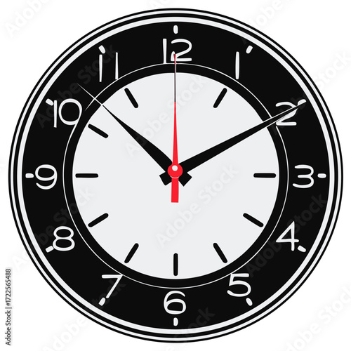 Analogue Wall Clock Displaying Time with Minute and Hour Hands Design