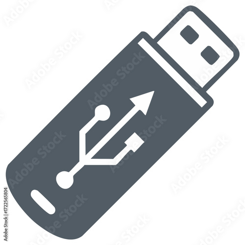 Modern USB flash drive icon with universal serial bus symbol