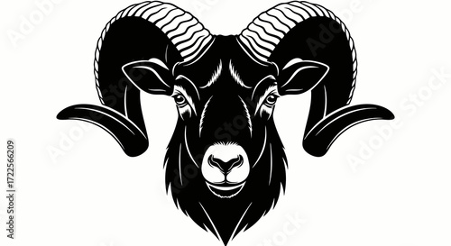 Blue Ram Head Graphic Symbol.