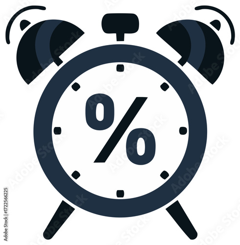 Alarm Clock with Percentage Symbol, Deadline for Sales and Discounts