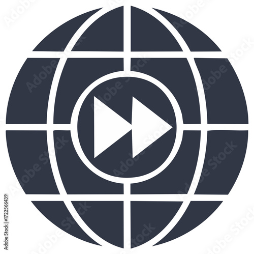 Global Fast Forward Button Icon Symbol for Speed and Progress
