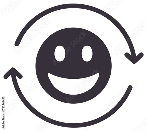 Smiling Face and Arrows Signifying Positive Cycle