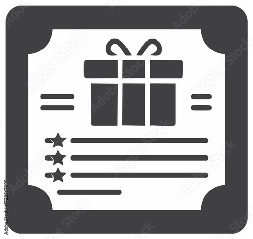 Rewards Program Gift Voucher Featuring Stars and List for Redemption in Black and White Style