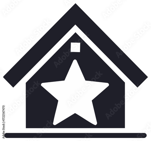 Stylized silhouette of a house with a star icon inside, representing home ownership or real estate