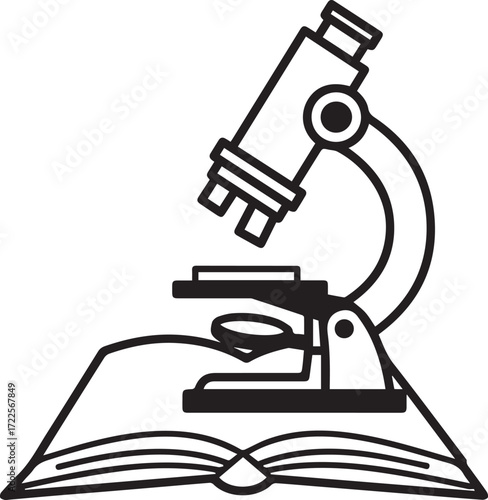 Detailed microscope icon revealing science research with precision optics for laboratory analysis, a symbol of discovery and scientific exploration