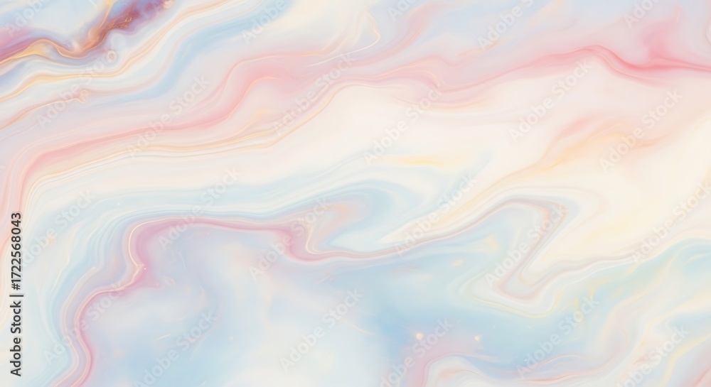 Obraz premium A soft, pastel-colored marble texture with swirling patterns of pink, blue, and cream.