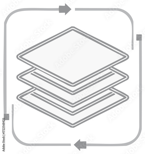 Layer Rotation Icon Design Concept Layers Stacking with Arrows