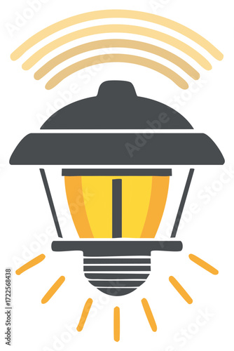 Stylized Illustration of a Street Lamp with Light Waves Emanating Upward and Downward