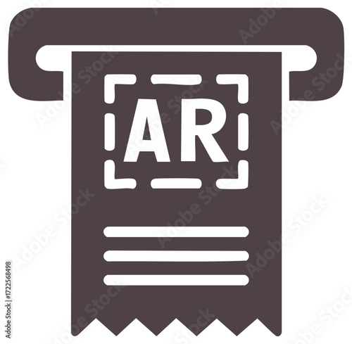 Augmented reality receipt icon. AR technology symbol for digital payment and virtual experience.