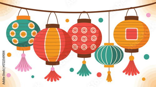 Celebrate Lunar New Year with vibrant hanging lanterns and whimsical tassel accents for a festive ambiance, perfect for cultural events and joyous celebrations with family and friends
