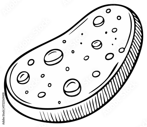 Simple hand-drawn outline of a textured bread slice or kitchen sponge with holes