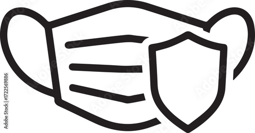 Protecting Health with a Face Mask and Shield A Symbol of Safety and Prevention during Pandemic Era, Originally Vector Graphics, Scalable