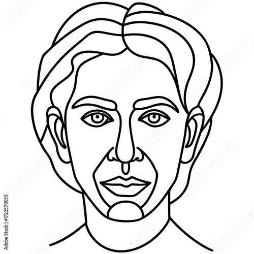 Single continuous line human face