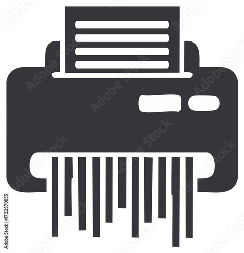 Document shredder machine icon illustration with paper shredding business, document security, and information privacy concept