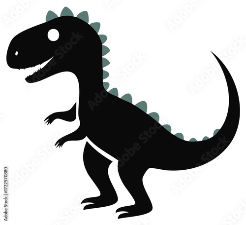 Cute Tyrannosaurus Rex dinosaur cartoon silhouette. Vector illustration of a friendly prehistoric animal character.