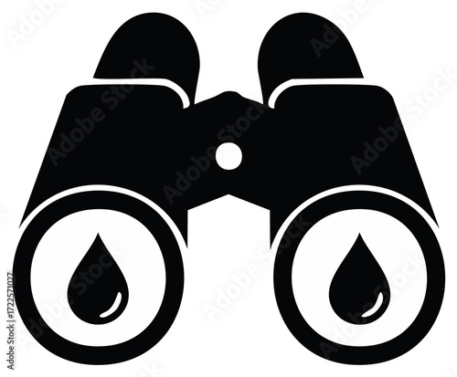 Binoculars with Water Drop Lenses Simple Vector Illustration Optics Observation
