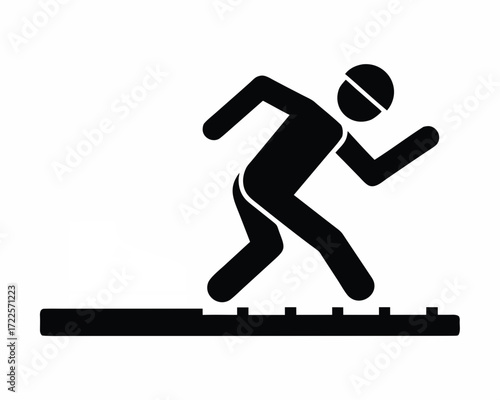 Sprinter starting race icon silhouette illustration isolated on white background