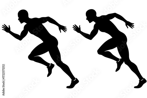 Sprinter starting race silhouette illustration isolated on white background