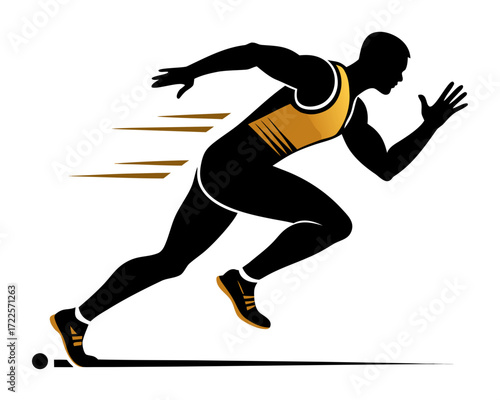 modern Sprinter starting race silhouette illustration isolated on white background
