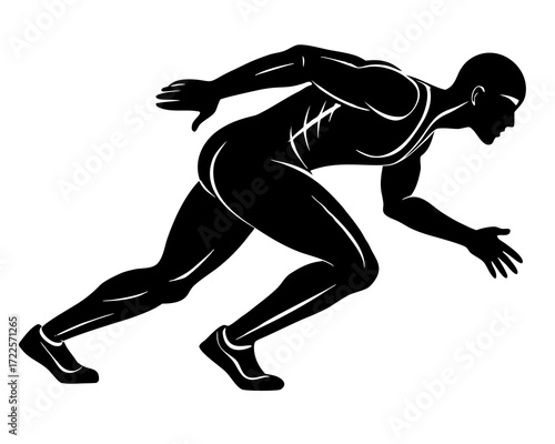 Sprinter starting race silhouette illustration isolated on white background